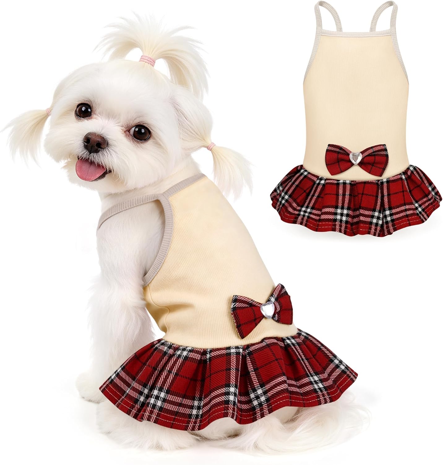 YUDODO Pet Dog Dress for Small Dogs Girl, Pet Summer Clothes with Bowtie, Stretchy Cute Puppy Skirt, Princess Dog Dress for Yorkie Chihuahua Maltese (S, Pink) - Image 12