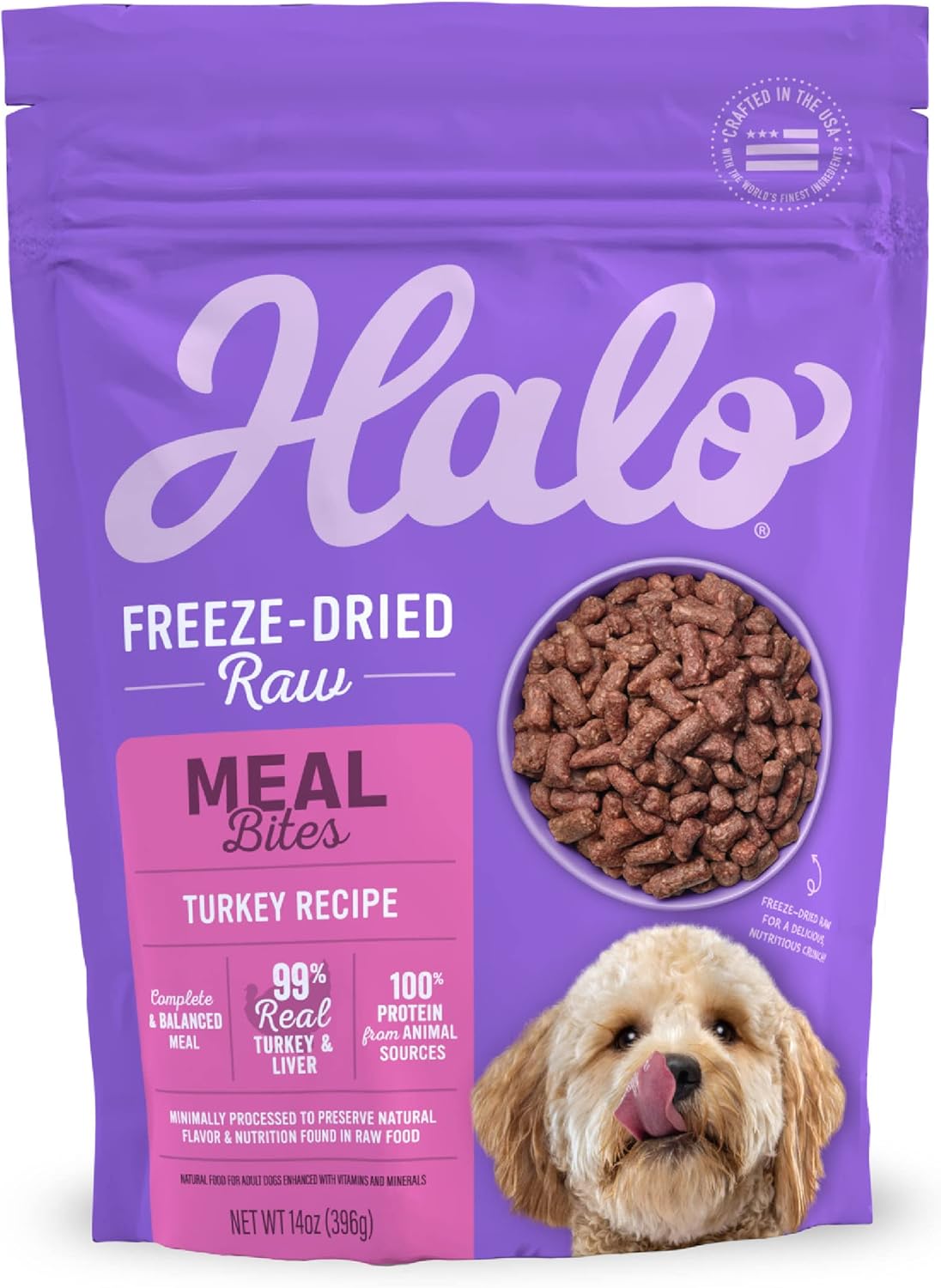 Halo Pets freeze dried raw dog food authentic imported pet nutrition label