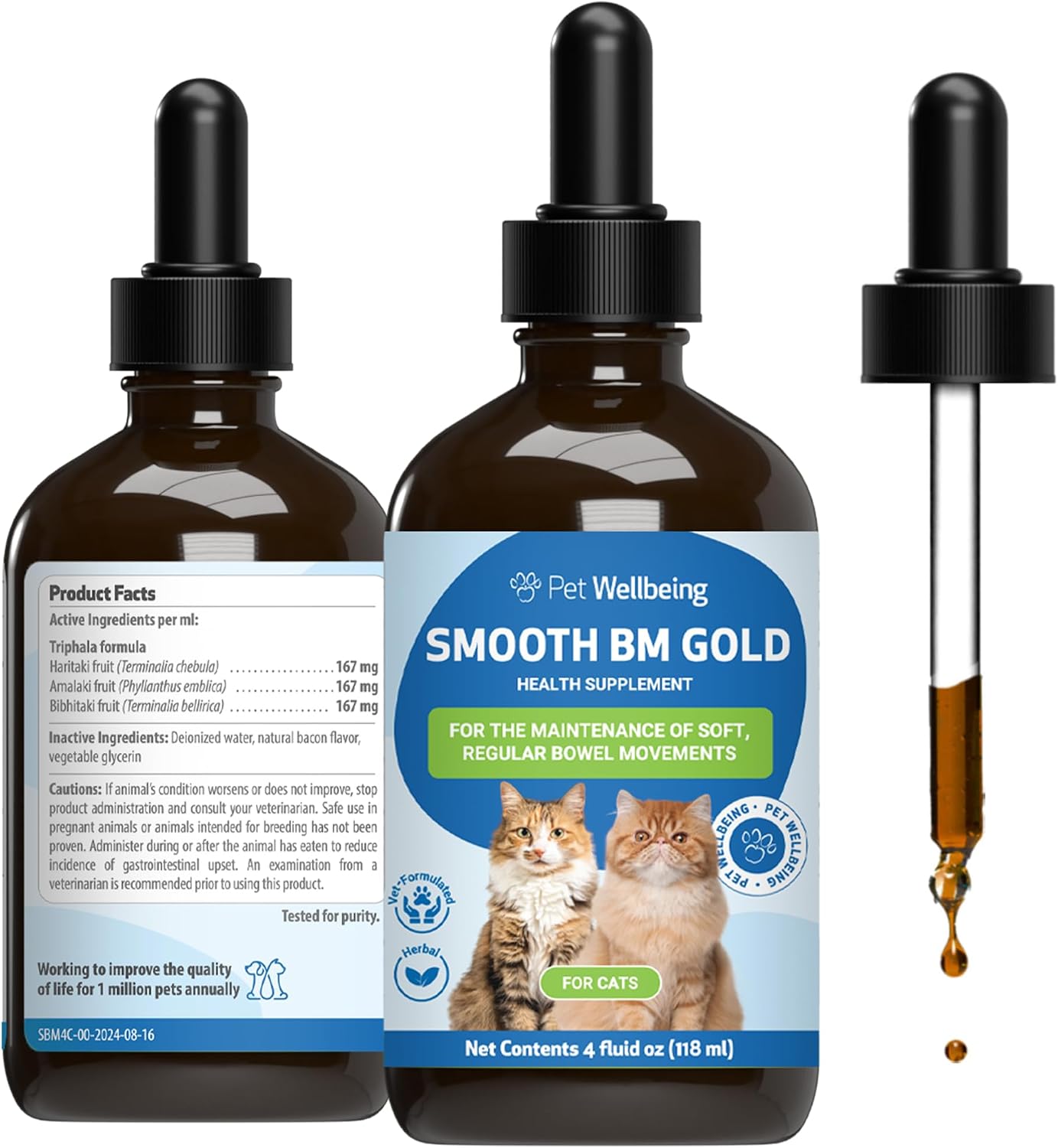 Pet Wellbeing Smooth BM Gold for Cats - Gentle Constipation Relief for Felines - Natural Herbal Supplement 2 oz (59 ml) - Image 10