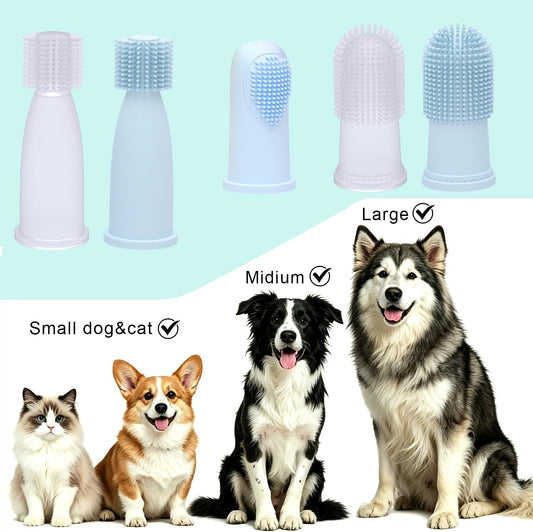 Close up of soft silicone bristles on pet finger toothbrush