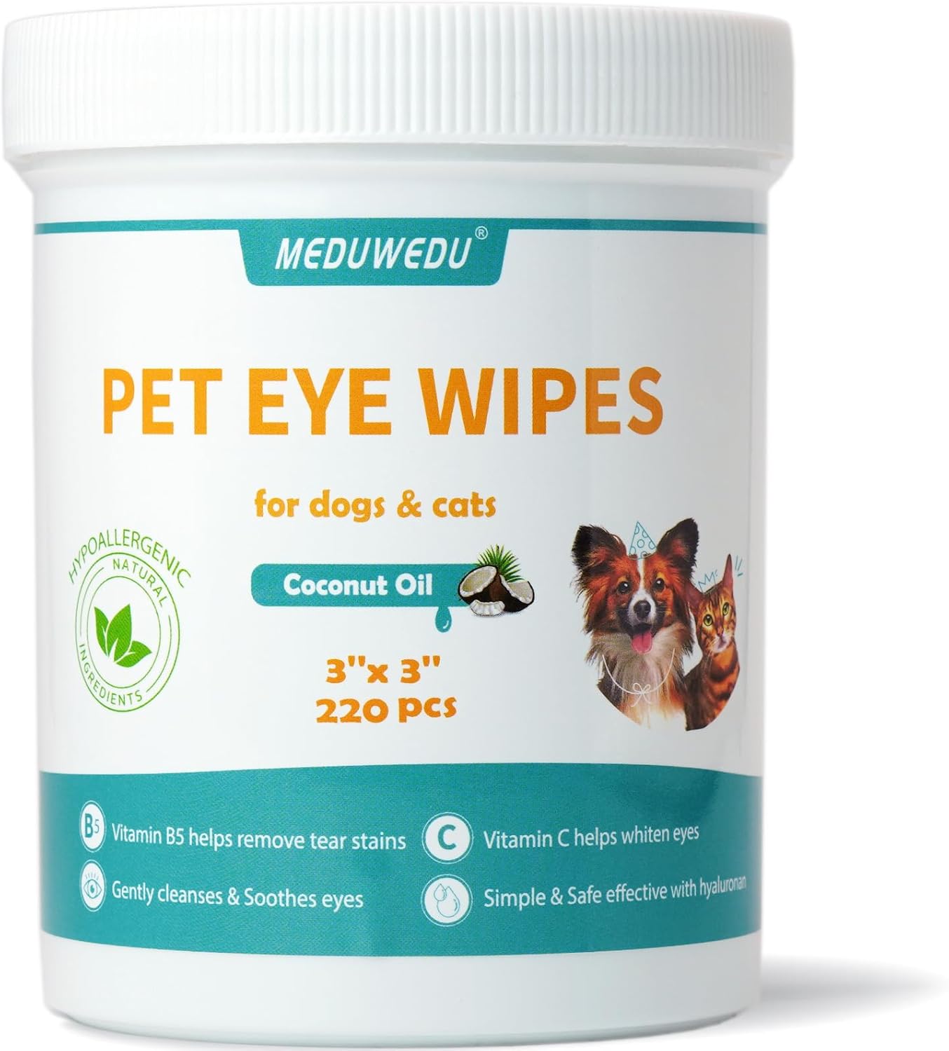 MEDUWEDU Eyes Wipes for Dogs & Cats 120 Counts, Grooming Kit Care for Dogs and Cats, Prevent Tear Stains, Eye Debris, Discharge, Mucus Secretions,Coconut Scent - Image 10