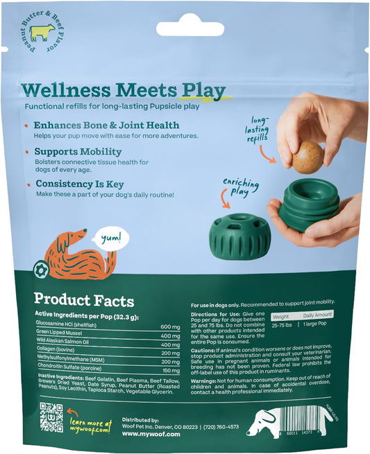 WOOF Hip and Joint Pupsicle Refills with Large Pupsicle toy