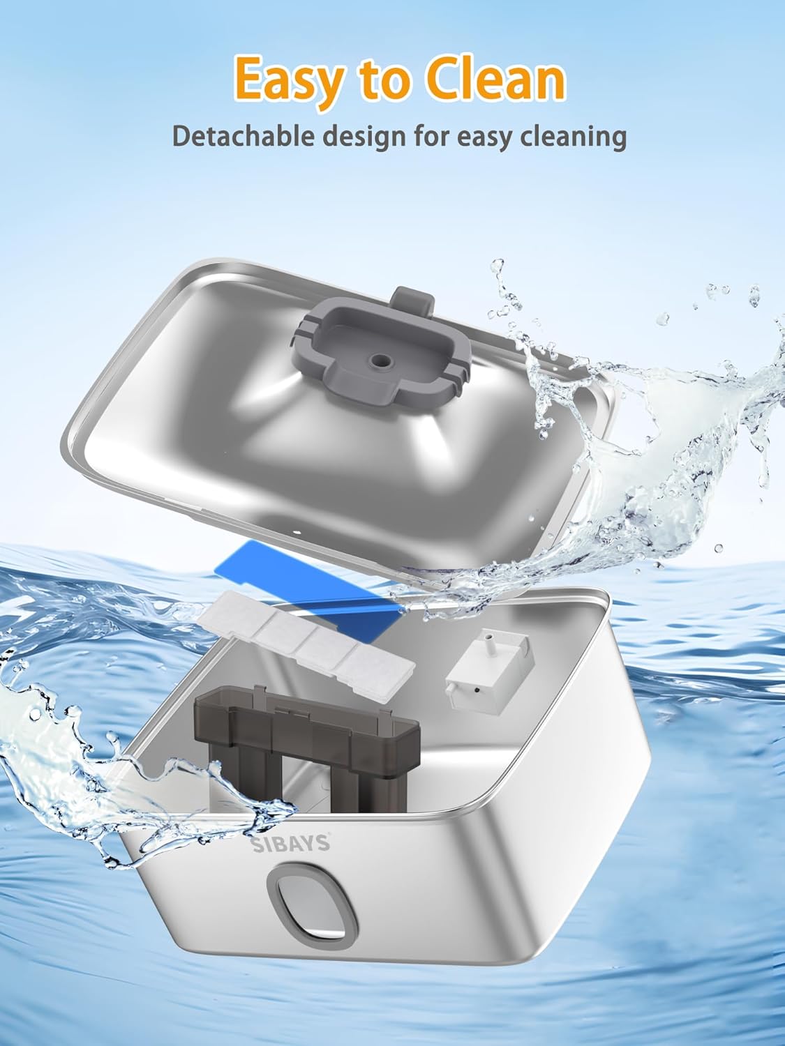 Large breed dog drinking from SIBAYS stainless steel water fountain