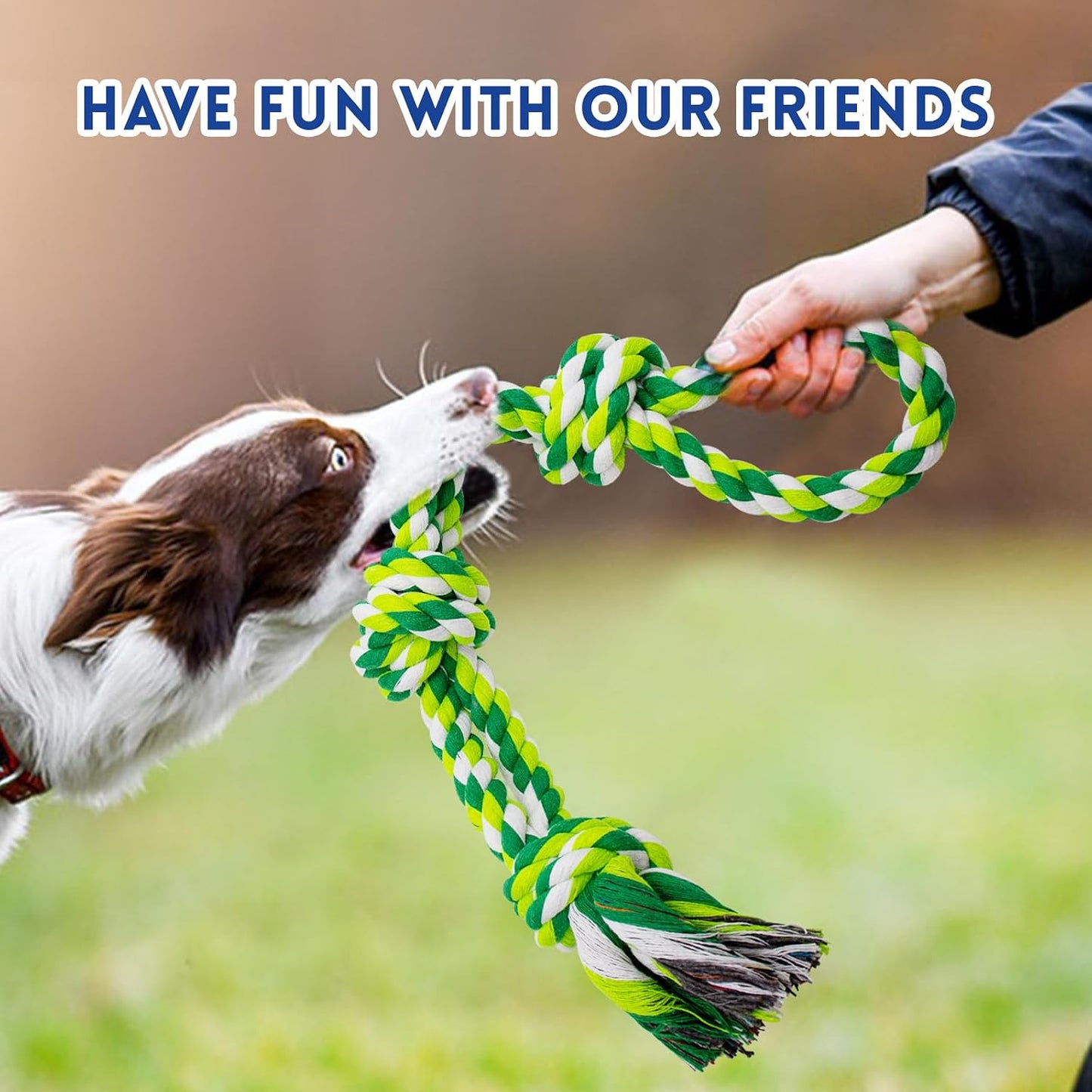 Three piece pet chew rope package showing complete contents for bored large breeds