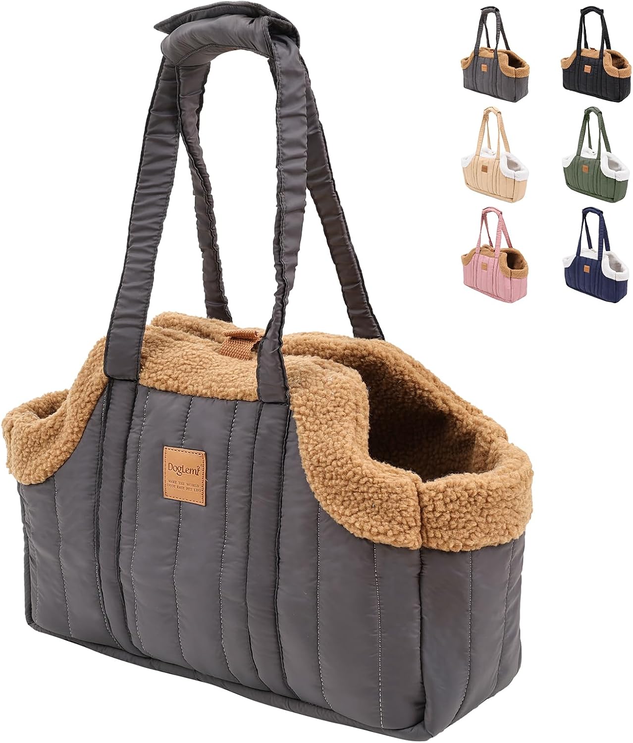 ETIAL Small Dog Carrier Purse, Winter Fleece Warm Dog Tote Bag Carrier with Secure Harness Clip for Puppy Kitten, Waterproof Pet Travel Handbag for Shopping, Hiking and Walking (Black) - Image 11