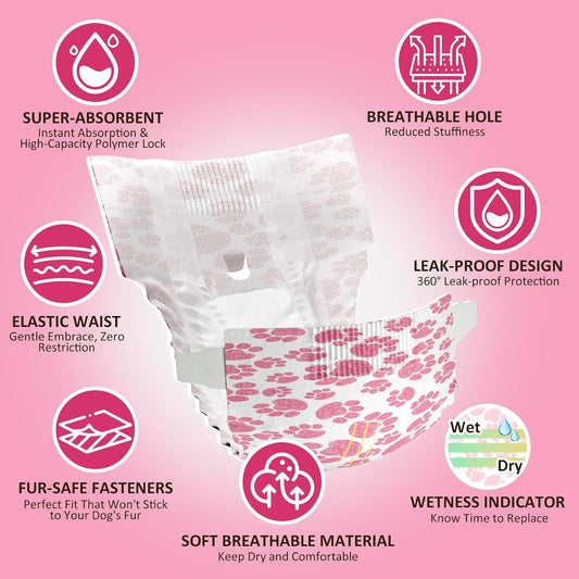 Dono disposable doggie diapers highlighting the customizable cuttable tail hole feature.