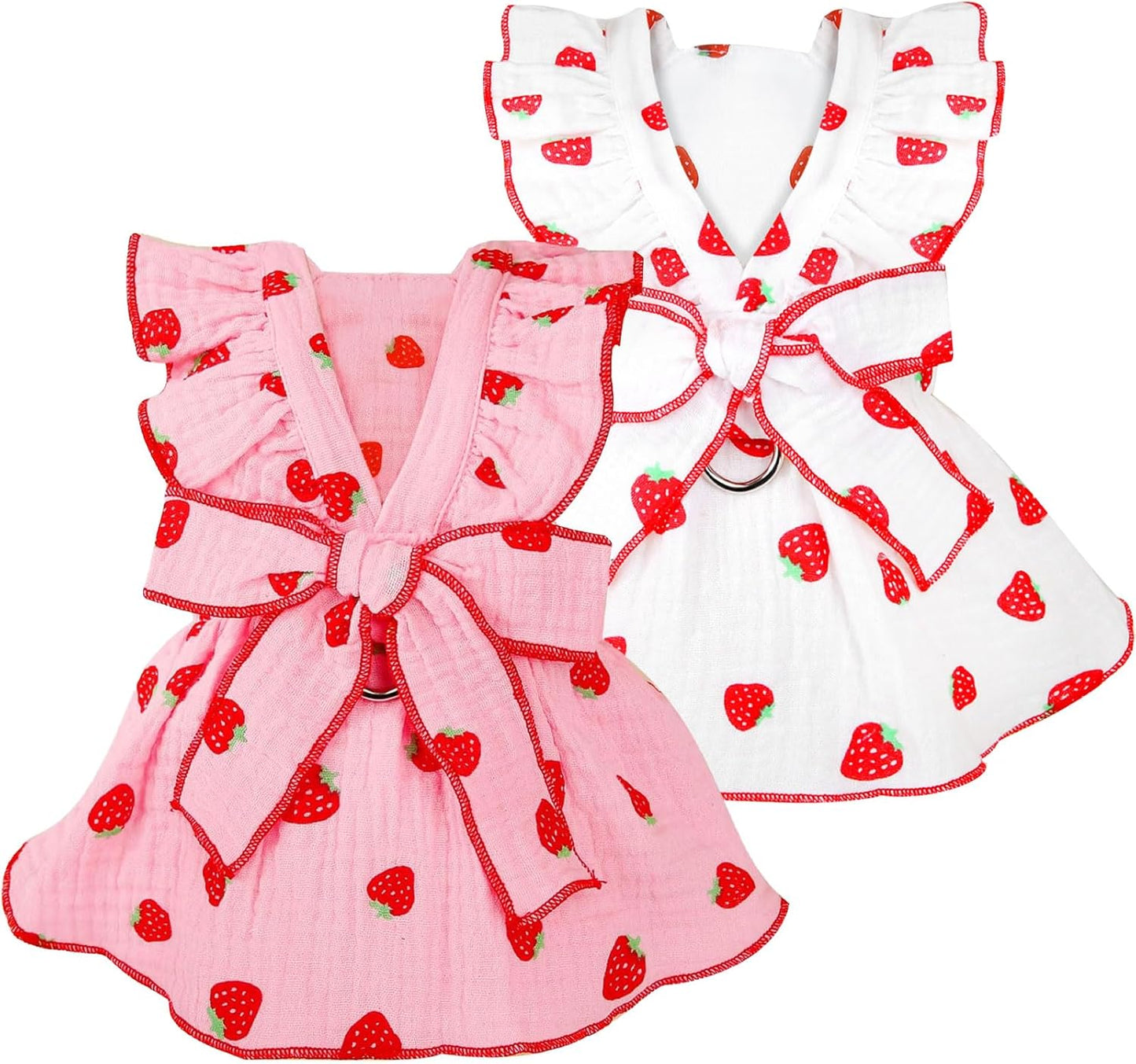 Dog Dresses for Small Dogs Girl Female Dog Cat Clothes Dress Cute Cotton Extra Summer Clothes Bow Decor Printed Love Birthday Outfit Puppy Clothes (Light Pink, Small) - Image 9