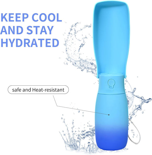 VEPOUYU portable puppy water bowl being operated with one hand to dispense water.