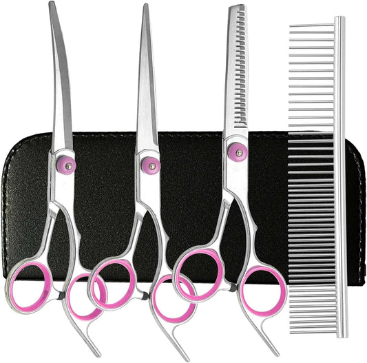 PAWCHIE stainless steel straight grooming shear for shortening dog and cat body fur.