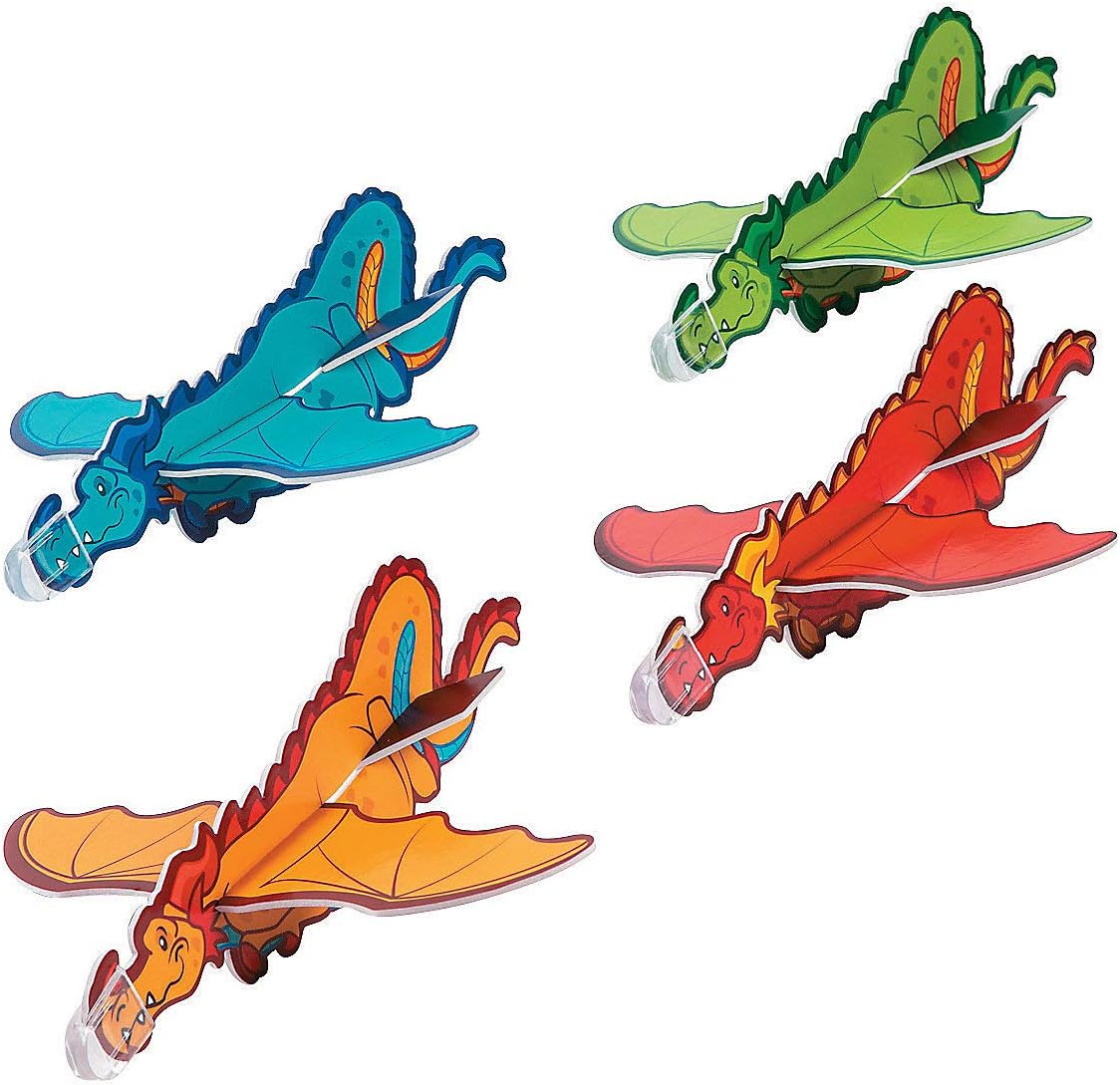 Fun Express Flying Dragon Gliders front view showing assembled colorful toy airplanes