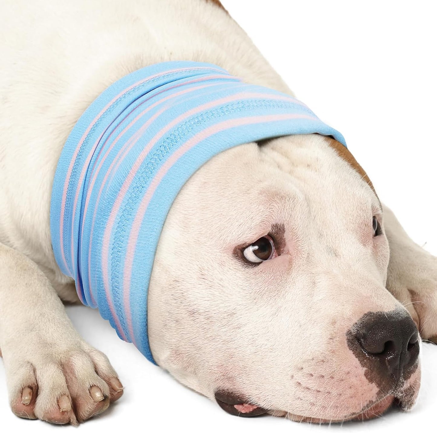Nanaki Calming Hoodie Dog Grooming Ear Cover Anxiety Relief-No Shake Dog Ear Wrap Hematoma, Striped Head Wrap Snoods for Noise Protection, Bath, Fireworks, Thunderstorm, Blow Drying, Warm-Keeping - Image 15