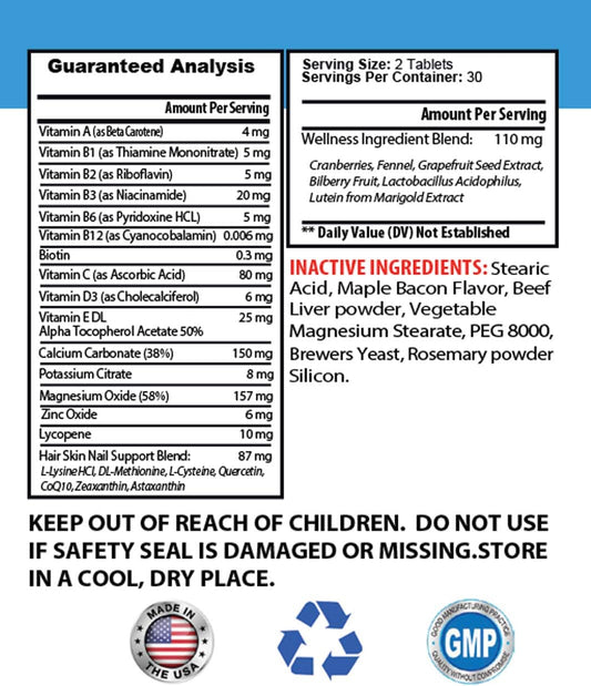 Pets Health Solution Hair and Coat Boost 60 tablets label details