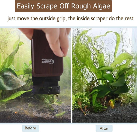 Replaceable scraper blade attachment on the inner aquarium glass cleaning tool