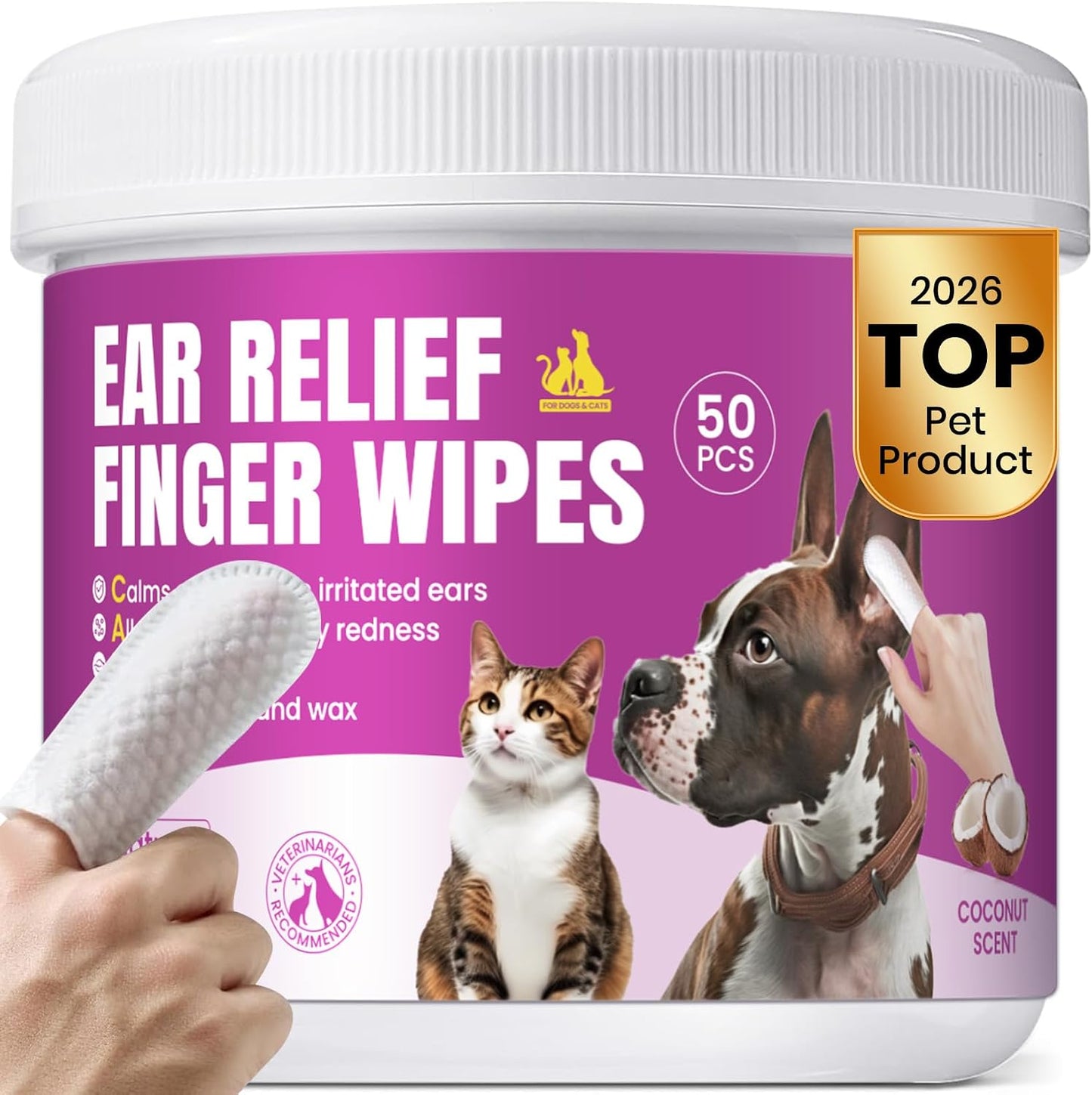 Dog Eye Wipes, Tear Stain Remover for All Dogs & Cats - Hypoallergenic & Deodorizing Eye Wipes for Dogs, Pet Eye Cleaner Wipes with Enzymes for Discharge, Crust, Mucus & Debris, Coconut (100 Ct) - Image 12