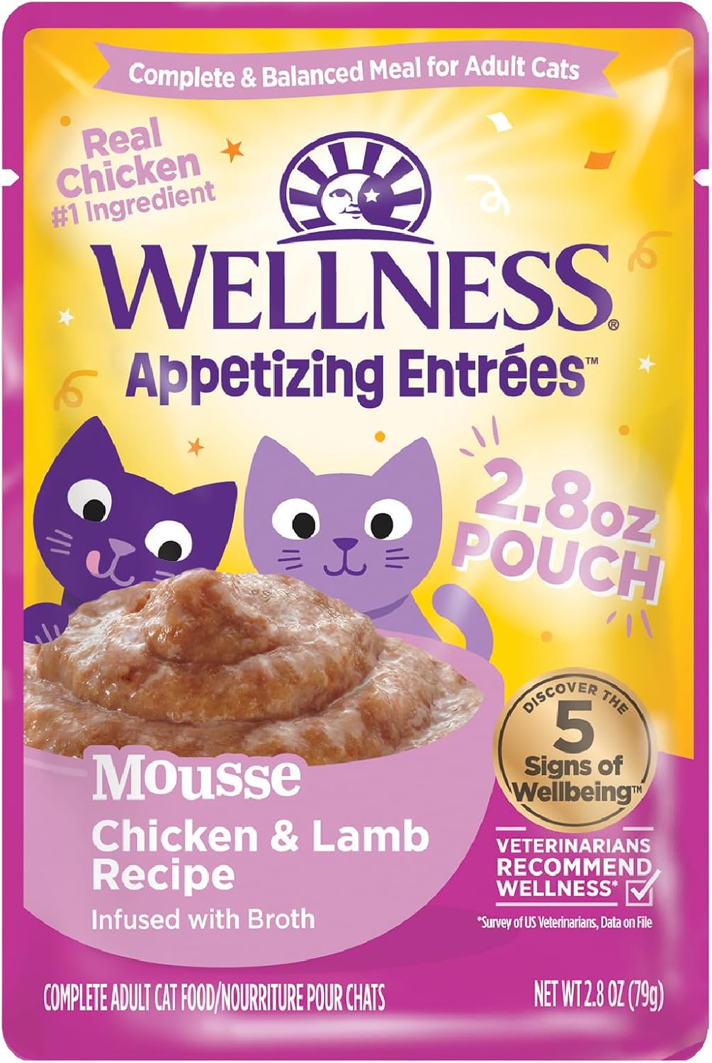 Wellness Appetizing Entres Mousse Adult Wet Cat Food, Natural, Protein Rich, Grain Free, Chicken Recipe, 1.4 oz, Pack of 8 Pouches - Image 15