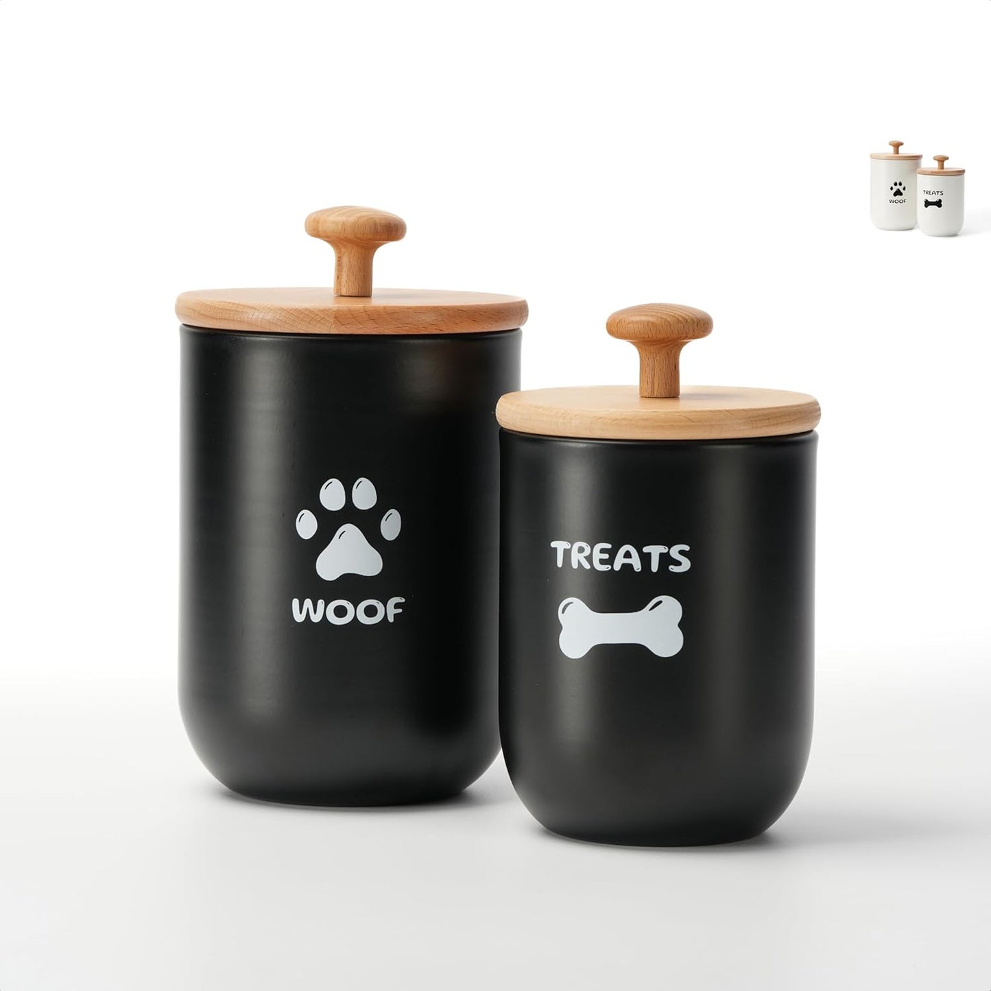Dog Treat Container Set of 2, Dog treat jar with Airtight Lid, Small dog food container, Dog Cookie Jar for kitchen Counter, Treats Canister, Pet Treat Container 8.3x4.9 & 7.1x4.3 (White) - Image 9