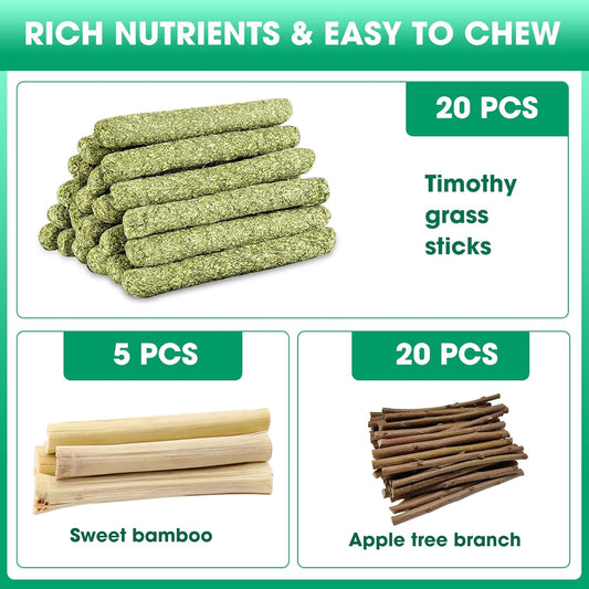 WDEFUN small animal chewing sticks arranged by material type