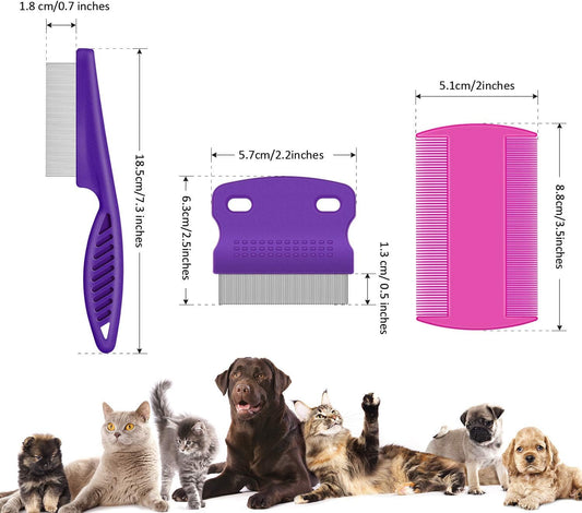 Boao long handle stainless steel pet grooming comb in purple