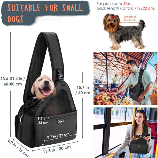 Black Lukovee pet carrier with adjustable padded shoulder strap