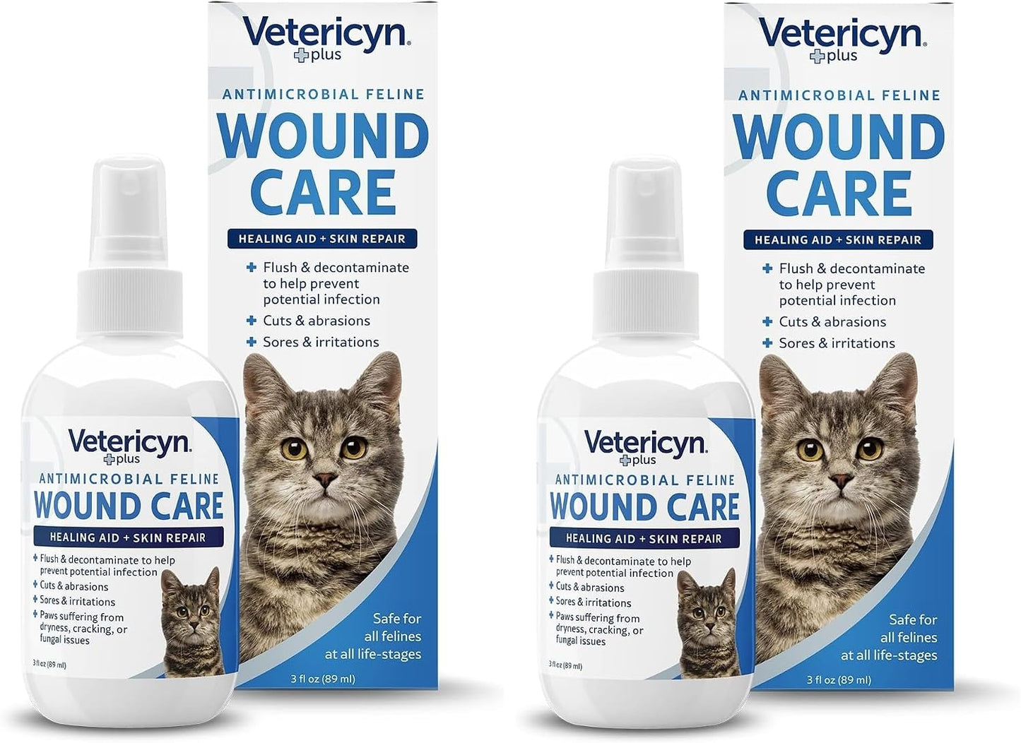 Vetericyn plus 3 ounce bottle displaying application instructions and active ingredients