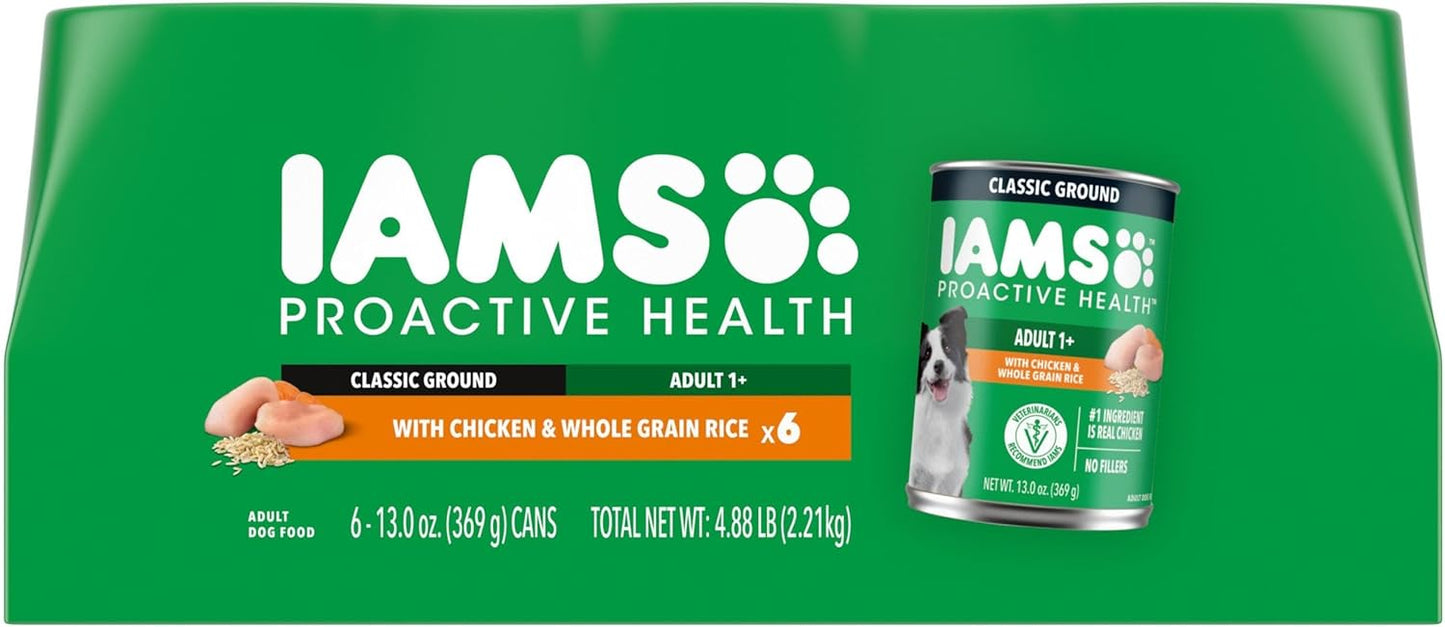 IAMS Proactive Health Wet Dog Food, Adult Wet Dog Food Multipack Ground Dinner, with Chicken & Rice, 13 oz. Cans (Pack of 12) - Image 15