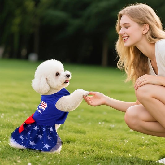 Phnydreg red white and blue summer pet outfit for small dogs