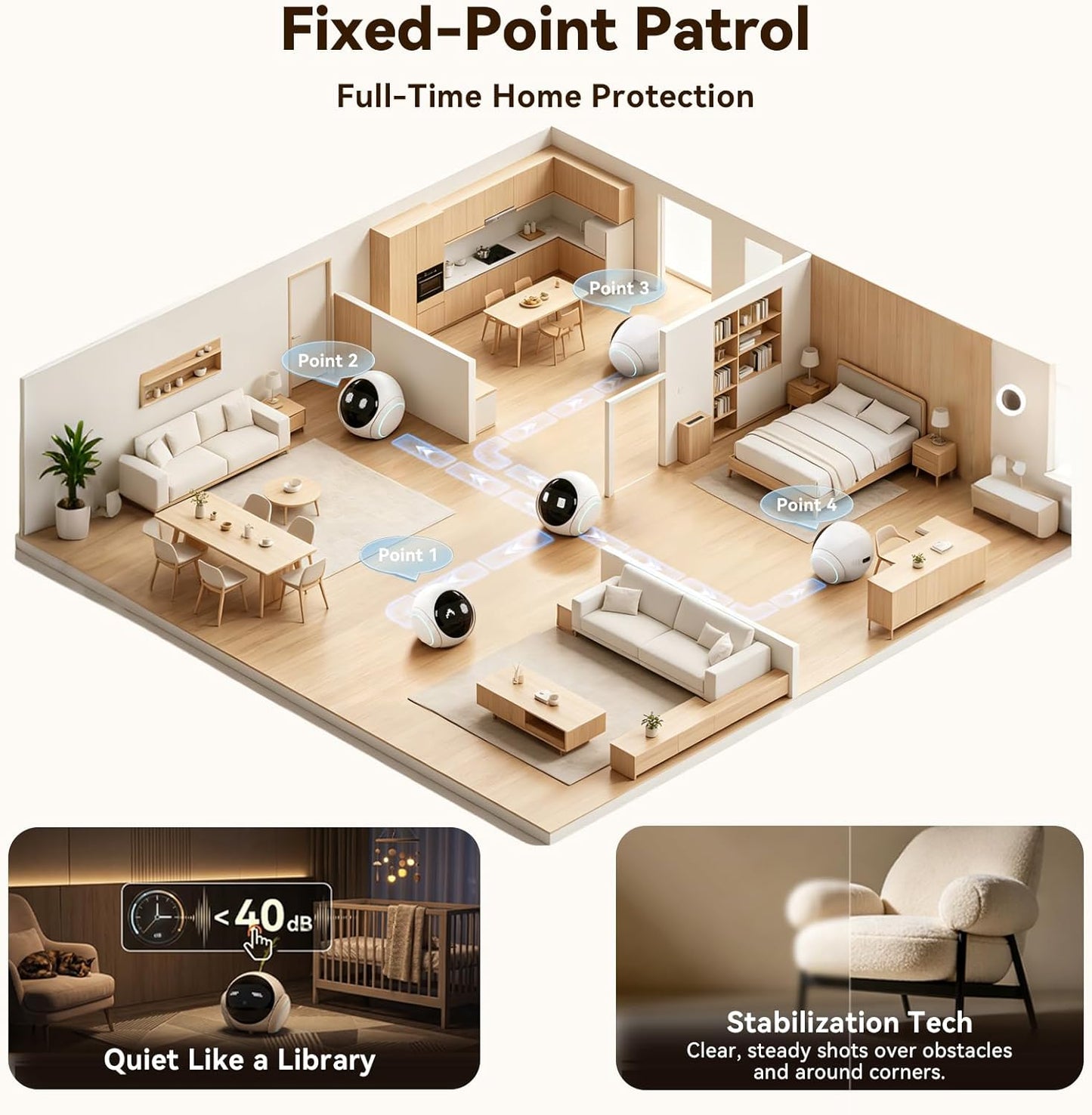 Vivideye Pet Camera 1080P, Movable Robot Security Camera for Dog Cat, Rolling Robot Indoor Camera with Talk,Battery-Operated, Auto-Recharge, Night Vision,SD/Cloud Storage, Pet/Human/Voice Detection - Image 9