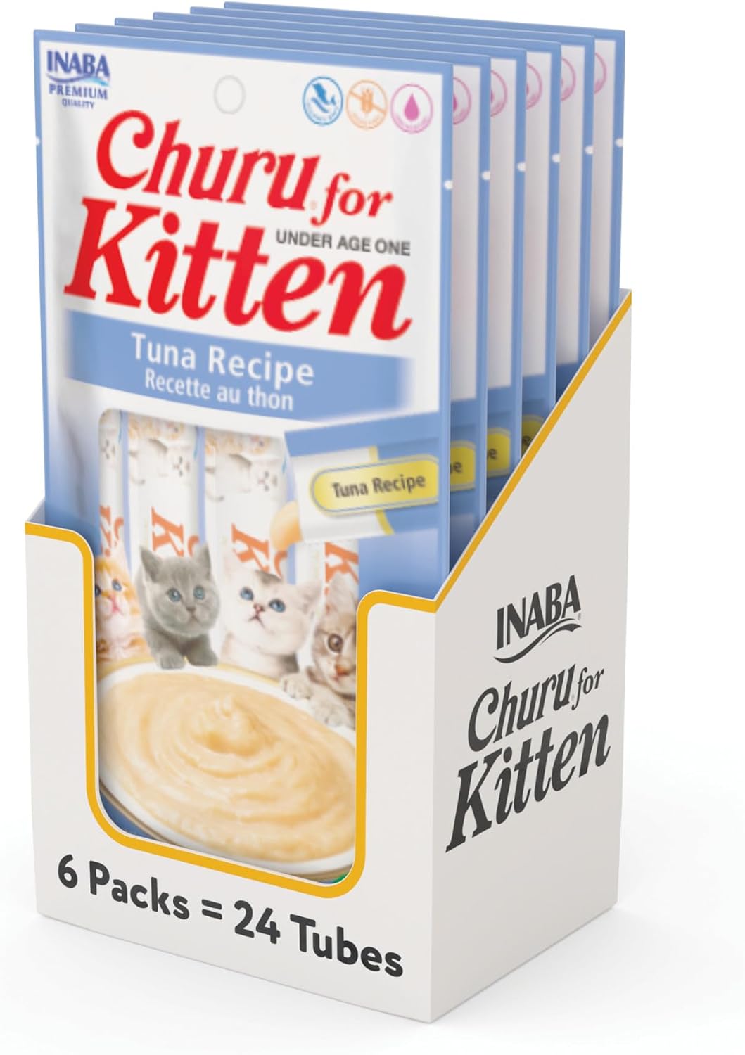 INABA Churu for Kittens, Lickable, Squeezable Creamy Pure Cat Treat with Green Tea Extract & Taurine, 0.5oz. Each Tube, 20 Tubes, Tuna & Chicken Variety - Image 10
