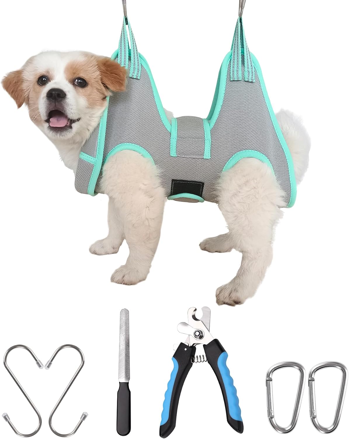 Kkiimatt Dog Grooming Hammock Harness, Small Dog Groming Sling, Gray Dog Hanging Harness for Nail Trimming,Dog Nail Clipping Hanger Restraint Holder - Image 13