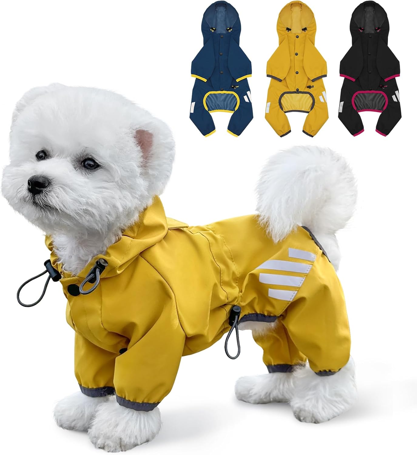 Dog Raincoat, Waterproof Dog Rain Jacket with Hood, Rain Coat with Leash Hole, Reflective Strap for Small Medium Dogs, Lightweight Puppy Clothes(Blue,M) - Image 10