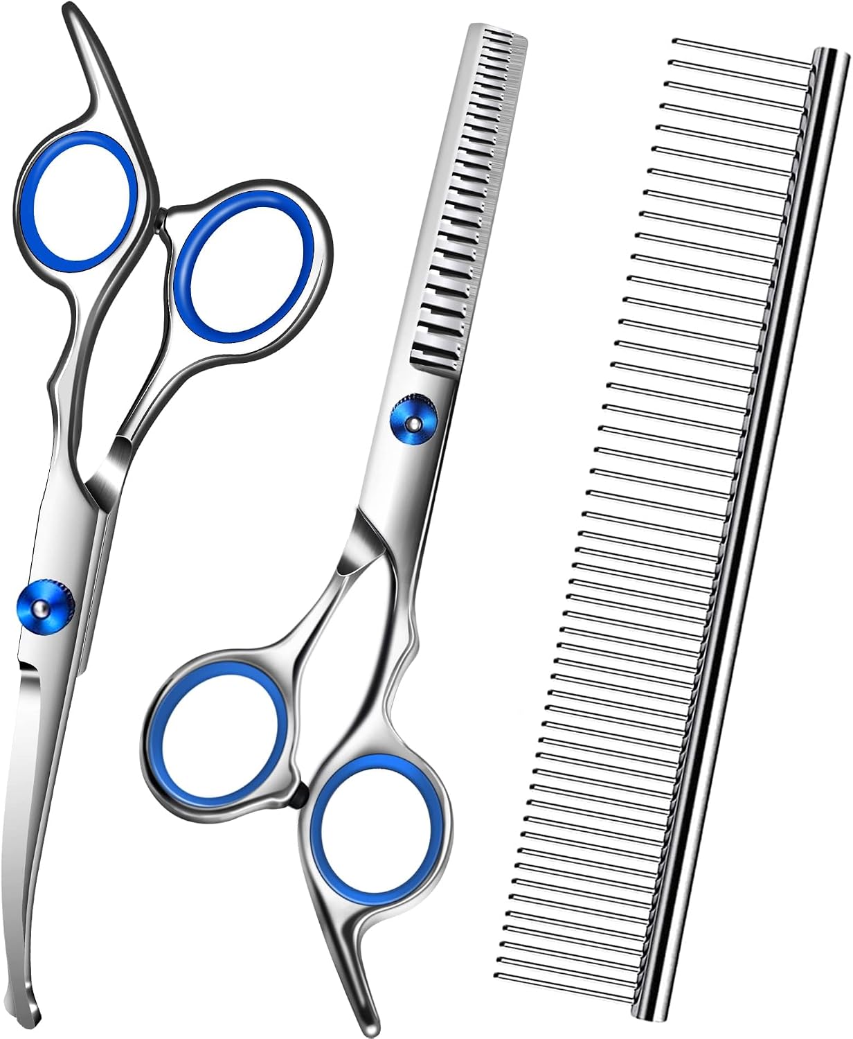 Dog Grooming Scissors with Safety Round Tip,Pet Grooming scissors Kit,Dog Shears for Grooming,Incude Thinning,Curved Grooming Scissors and Comb for dogs, cats.Suitable for The Right Hand - Image 9