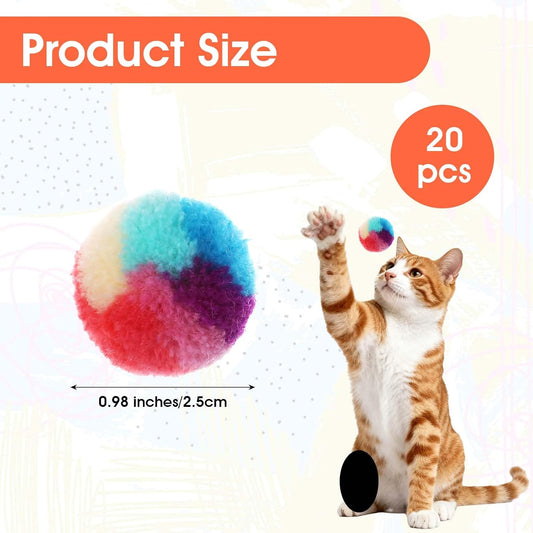 Close up view of the 0.98 inch fuzzy kitten yarn puffs showcasing the soft non toxic fabric texture.