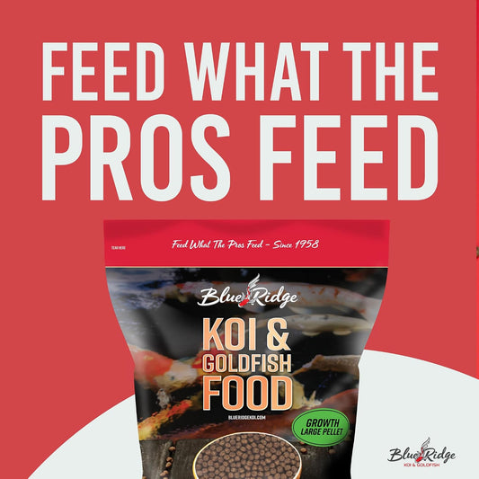 Blue Ridge fish food bag showcasing professional growth formula label