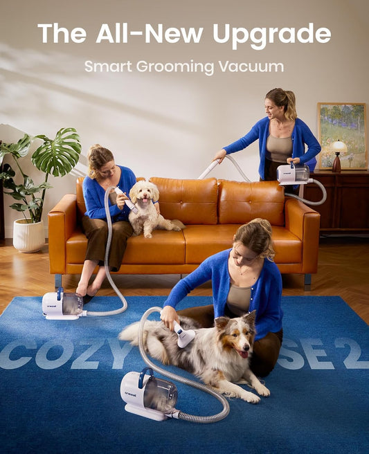Oneisall pet hair vacuum Cozy SE 2 canister with blue handle and flexible hose