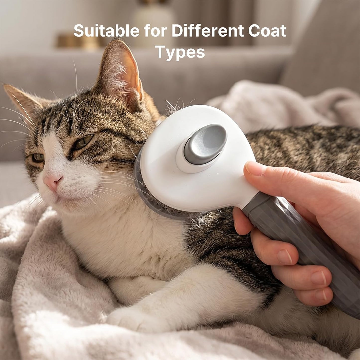 Multi pet slicker brush effectively detangling mats and removing dander from a short hair cat coat.