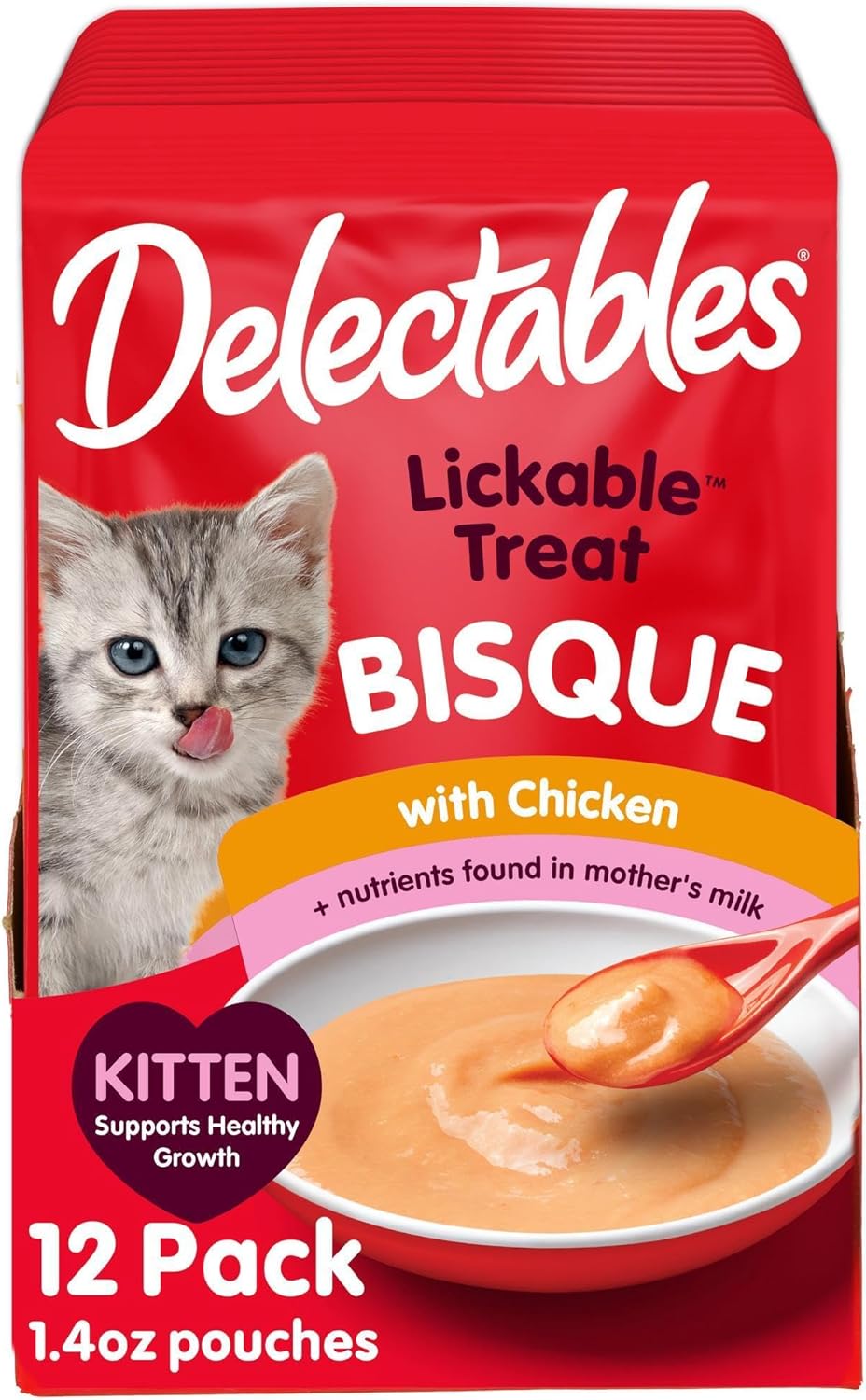 Delectables Lickable Treat Bisque Kitten Wet Cat Treat with Real Tuna & Salmon, Complete & Balanced, Hydrating, Grain-Free, No Fillers, No by-Products, No Added Preservatives, 1.4oz Pouch, 12ct - Image 13