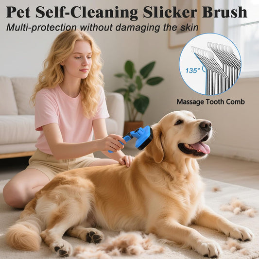KYHSC professional deshedding tool with retractable stainless steel bristles