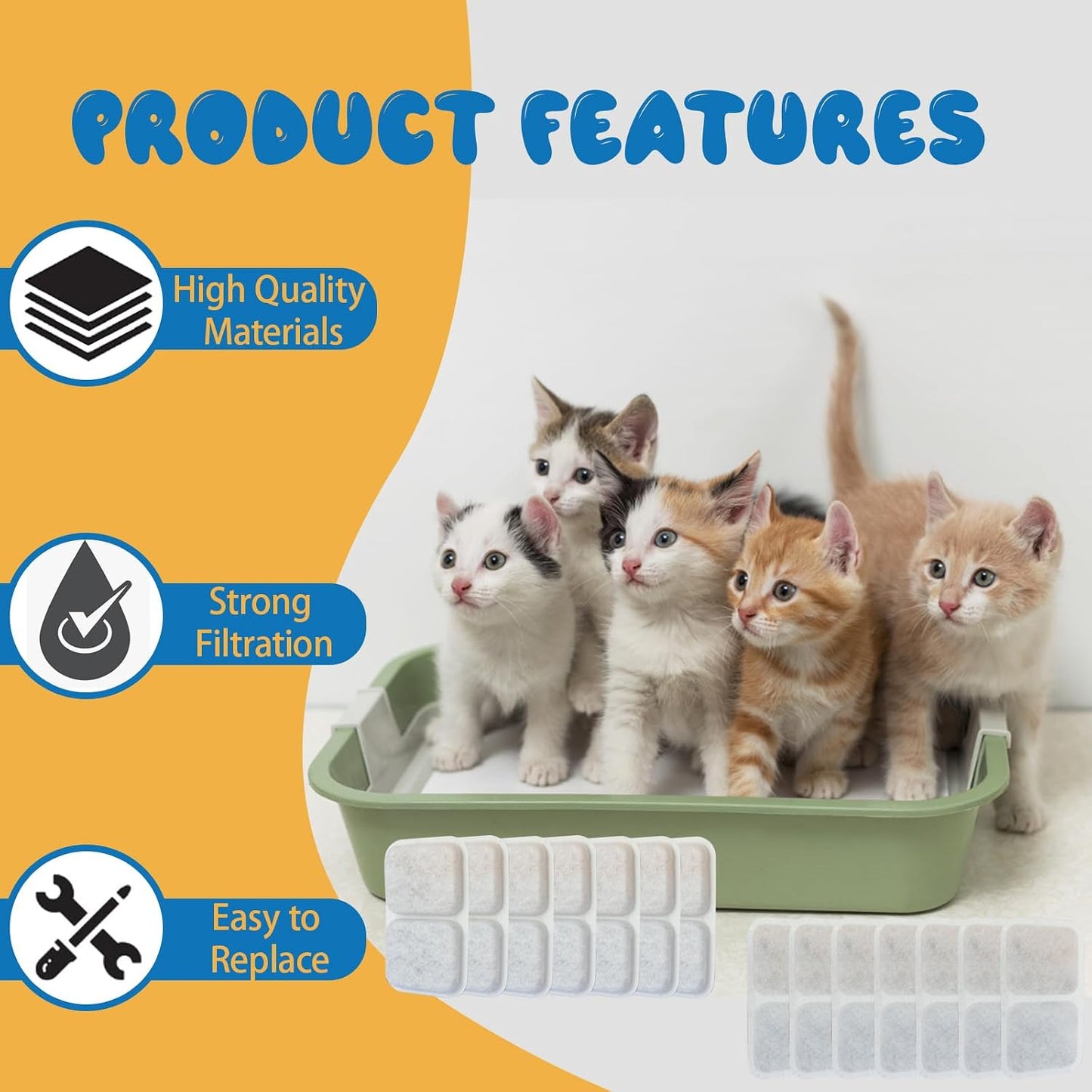 Packaging of the authentic imported Stitokg pet odor elimination filter pads for homes.