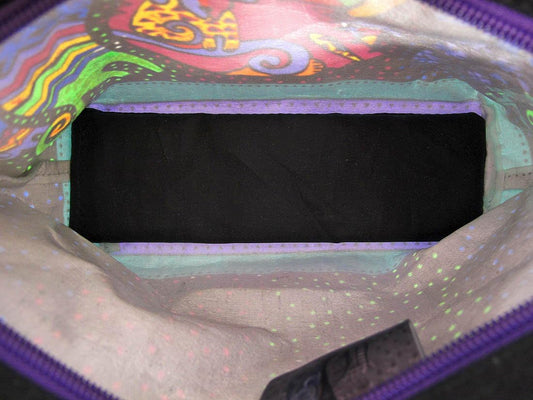 Zeckos Laurel Burch dog print canvas purse with zipper detail