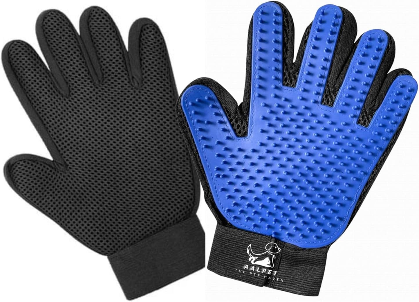 AALPET pet cleaning brush glove in use on dog