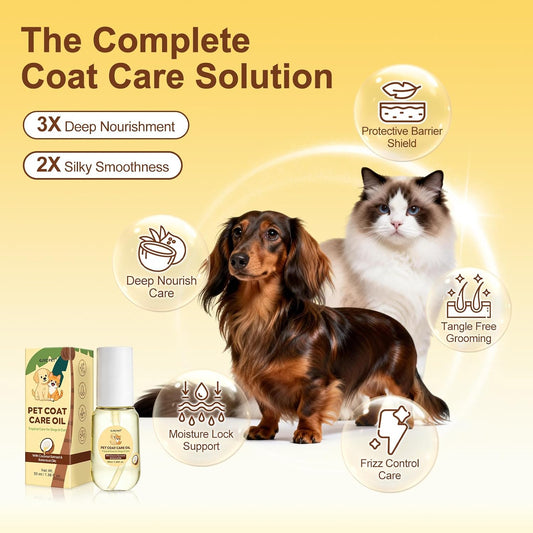 GJYC PET coconut and jojoba pet oil being applied to dog fur