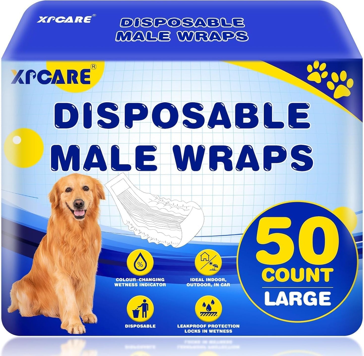 XPCARE 50 Count Disposable Male Dog Diapers, Male Dog Wraps,Super Absorbent Leak-Proof Fit (Small) - Image 9