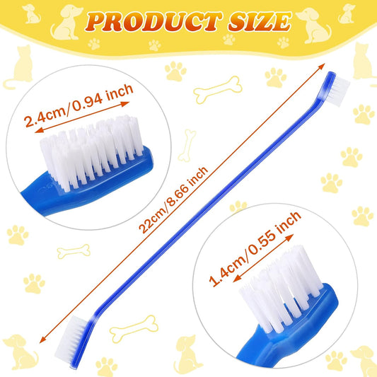 Close up of dual headed pet toothbrush bristles