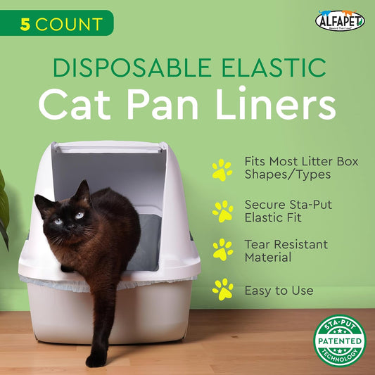 Heavy duty tear resistant cat litter liner stretched over a large litter box