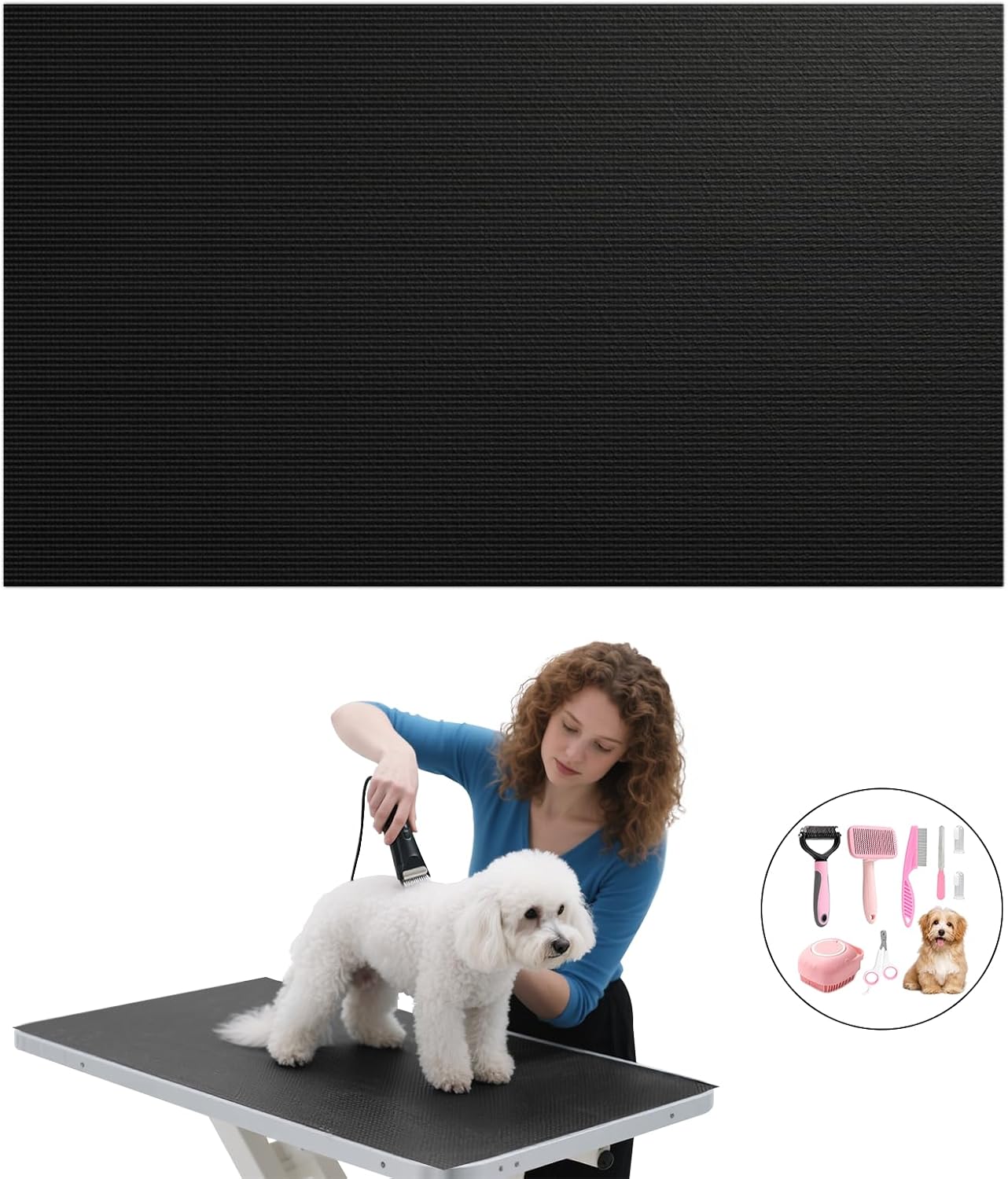 IPENP dog grooming mat being rinsed with water for easy hygiene maintenance