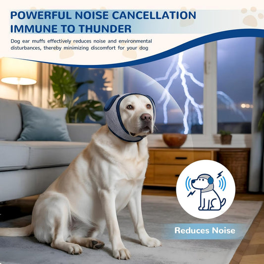 KOPBTBOY noise reducing dog earmuffs side view on an extra large dog for anxiety relief
