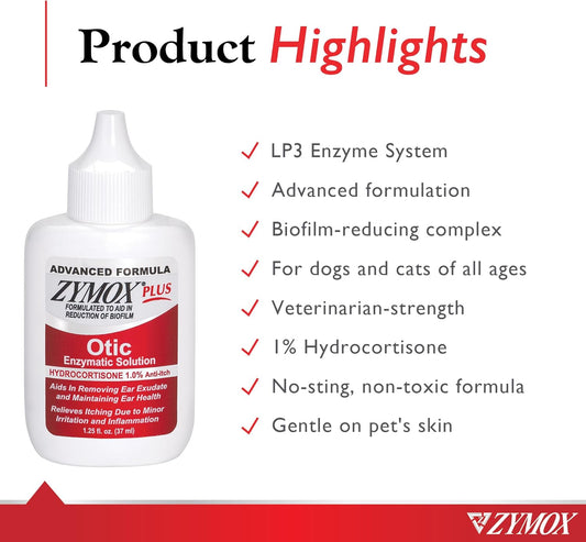 Zymox Advanced Formula Otic Plus instructional label