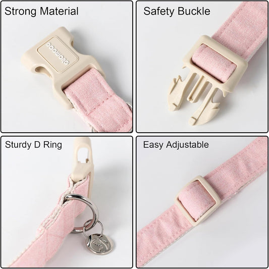 Durable metal D-ring on Dogwong cotton fabric collar