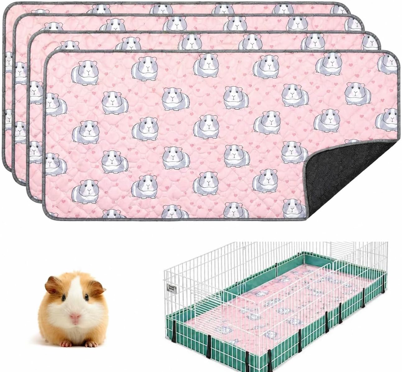2 pcs Guinea Pig Cage Liners - Washable Guinea Pig Pee Pads, Waterproof Reusable & Anti Slip Guinea Pig Bedding Fast and Super Absorbent Pee Pad for Small Animals Rabbit Hamster Rat - Image 15