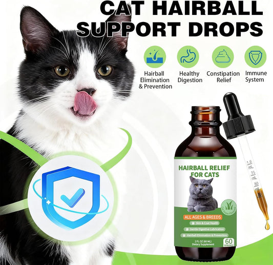 Derggzey cat hairball remedy dropper showing liquid texture